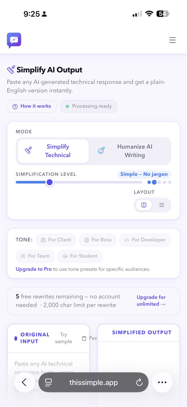 ThisSimple on an iPhone